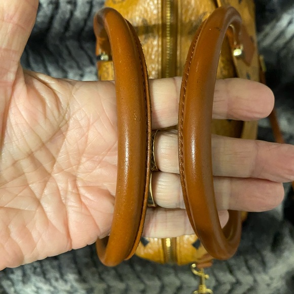 MCM Cognac Monogram Visetos Boston Bag with Crossbody Strap - Picture 9 of 16